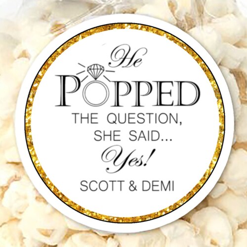 Popped the Question Stickers Popcorn Favor Labels Pop the Etsy