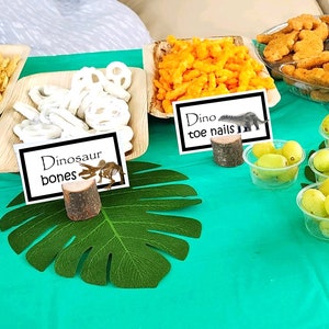 Printable Dinosaur Food Label Signs for Dinosaur Birthday Party