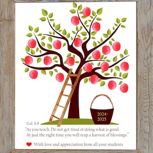Regalo per insegnanti di religione / Albero di mele con impronte digitali e versetto della Bibbia STAMPABILE