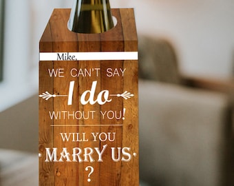 Ask Officiant / We can't say I do without you! Will you marry us? / Printable BOTTLE TAG