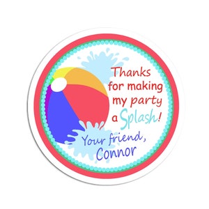 Pool Party Favor Stickers Tags / Thanks for Making My Party a Splash