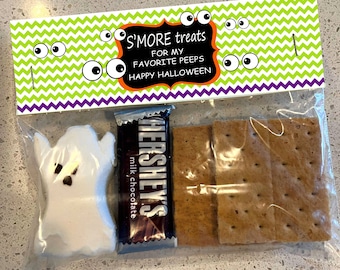 INSTANT DOWNLOAD S'mores Halloween Treat Bag Topper / Classroom Gift