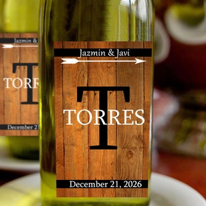 Custom Personalized Wine Bottle Labels / Name Initial / Rustic Barn