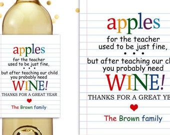 Wine Bottle Labels for teachers &amp; SLPs Digital Download | Etsy