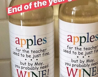 Teacher Appreciation Gift Wine Label / By MAY You Probably Need Wine!