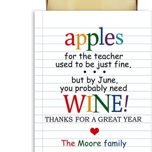 Merci pour cette belle année / Etiquette de vin pour le cadeau de fin d'année du professeur