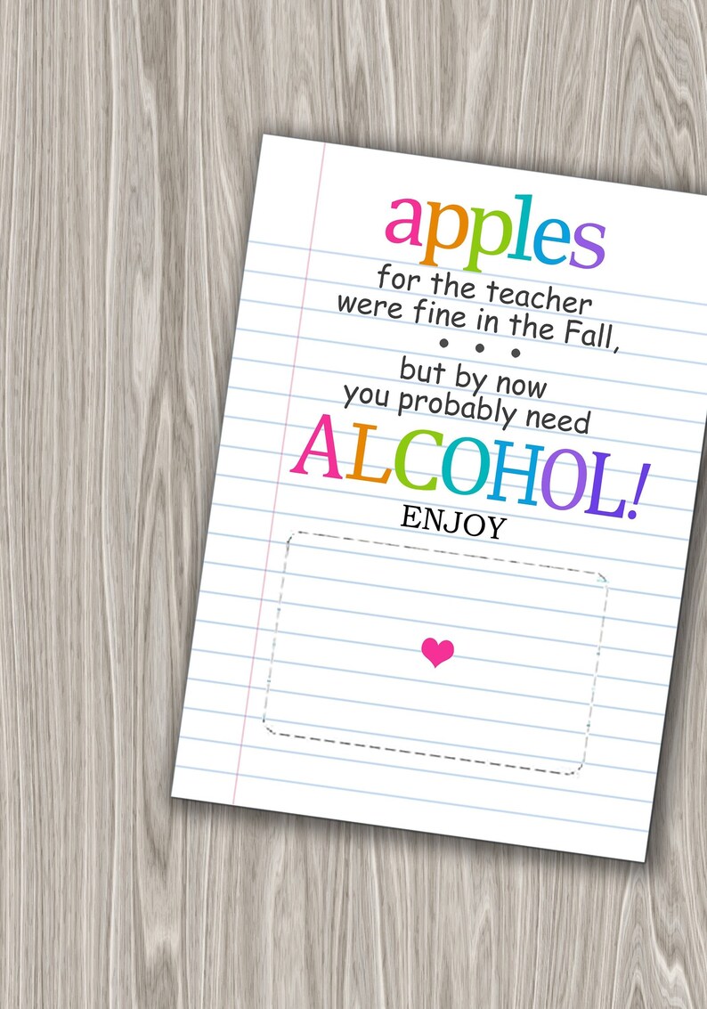 Portatarjetas de regalo para profesores (imprimible): diseño divertido con temática de alcohol (descarga digital) imagen 3
