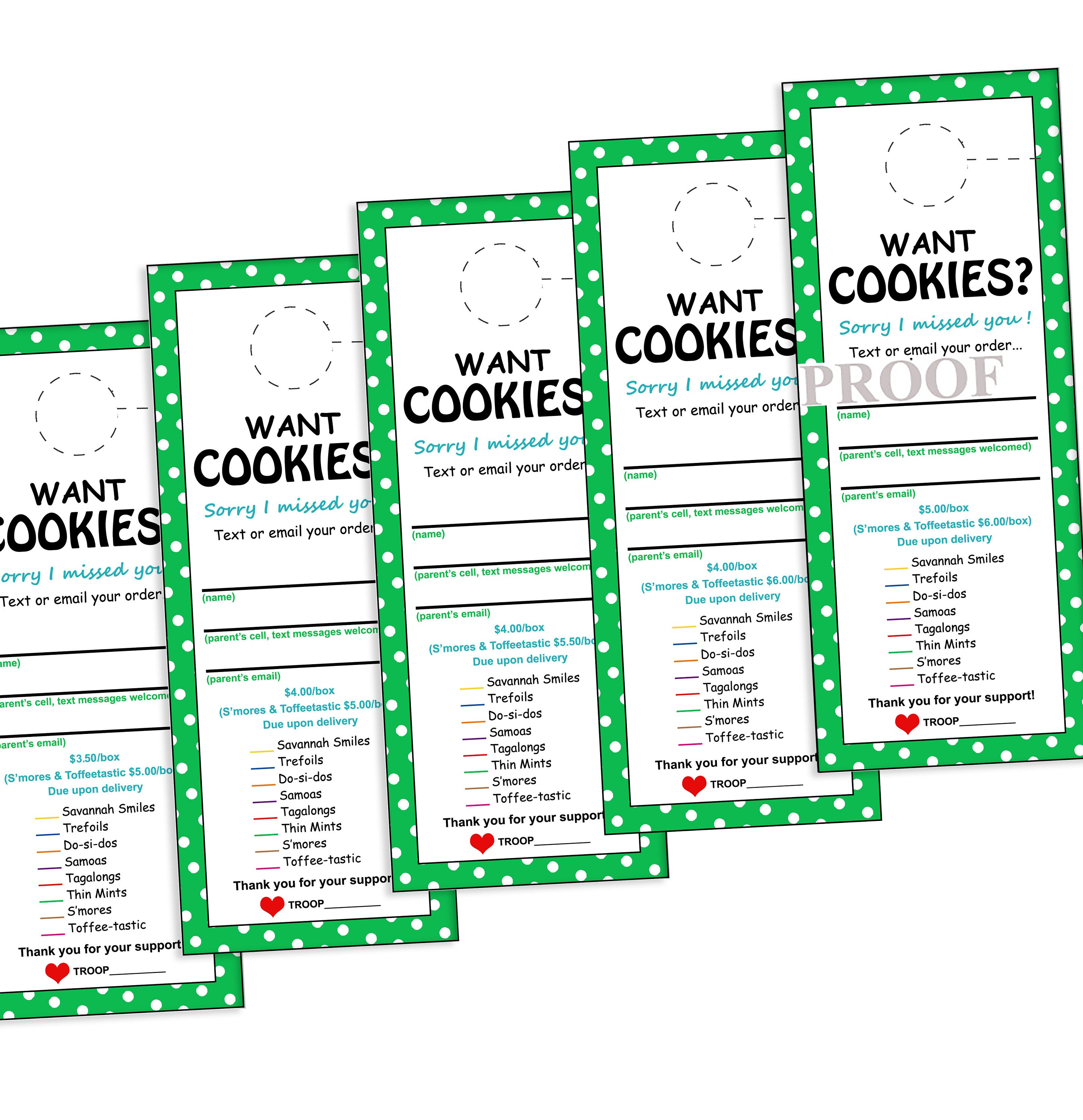 Door Hanger For Cookie Sales Printable Door Tag Are Your Etsy