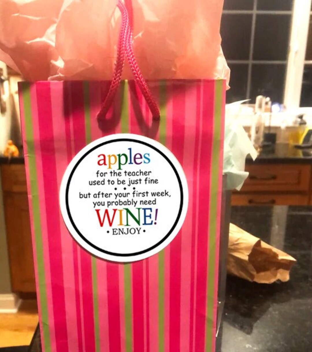 Printable Wine Gift Tag for Teacher's Gift / Back to Etsy