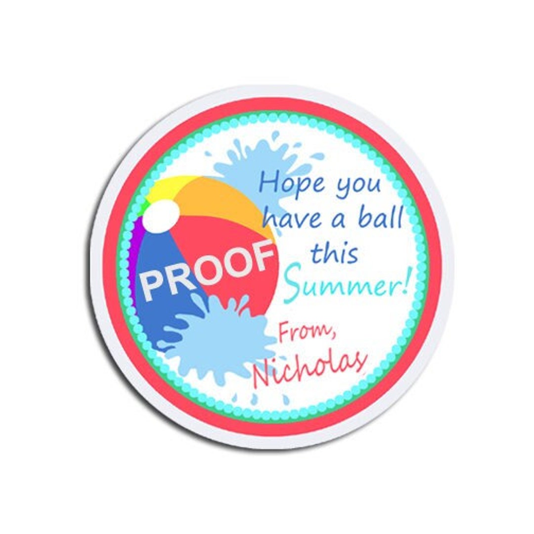 End of Year Student Gift / Beach Ball Gift Tag Sticker Etsy