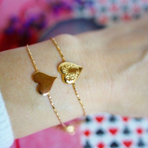 Golden heart bracelet boho chic Valentine's Day jewelry