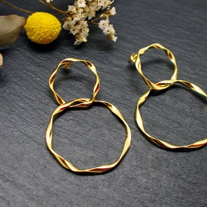 boucles d'oreilles glam & chic cercles or style années 80 image 2