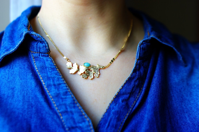 leaf pendant gold hippie boho chic amazonite gemstone semi precious stones