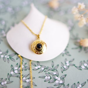 Boho style retro vintage gold locket medallion pendant