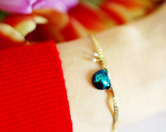 Gold snail bracelet boho chic enameled jewelry