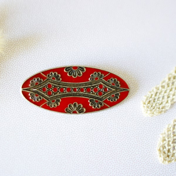 broche verte art déco rétro vintage bijoux émaillés argent vieilli upcycling jewelry Eleonora