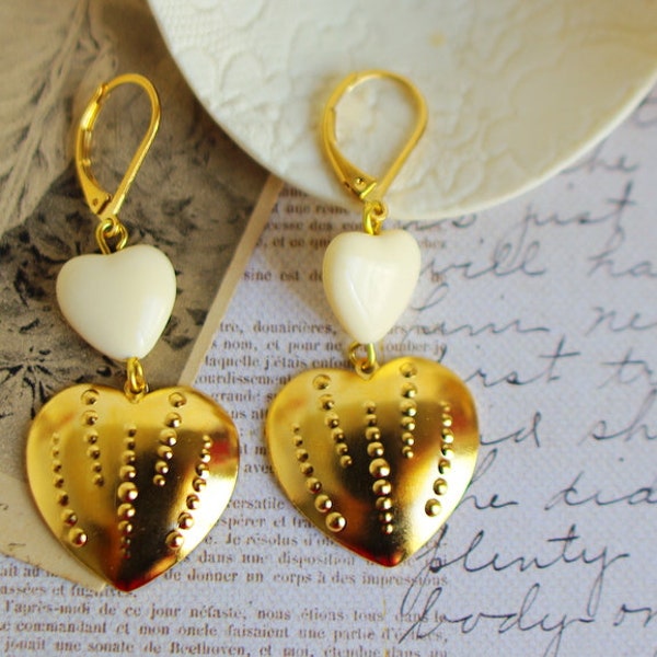 boucles d'oreilles coeurs upcycling jewelry