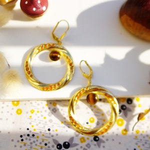 Janice gold semi-precious stone earrings
