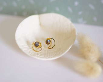 Mini-Mond-Ohrstecker in Gold, himmlischer Schmuck