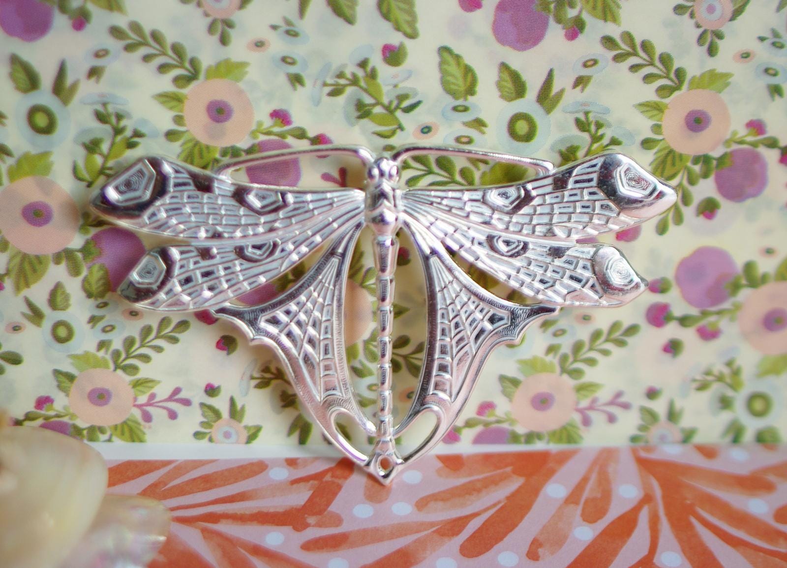 Broche Libellule En Laiton Doré émaillé Et Strass - Occasion En état Quasi Neuf