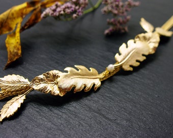 bijou de tête feuille or mariage accessoire cheveux romantique bohème chic feuille