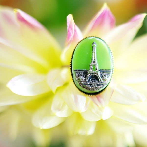 bague tour Eiffel bronze réglable  de la taille 52 à 56 bague