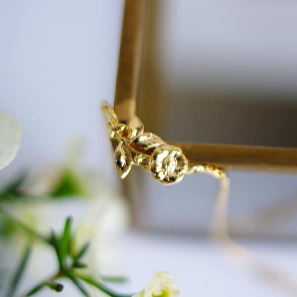 Golden brass flower bracelet boho chic jewelry