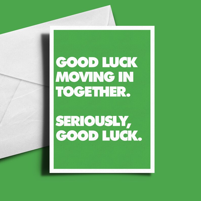 Alternative Greetings Card Good Luck Moving in Together. Etsy
