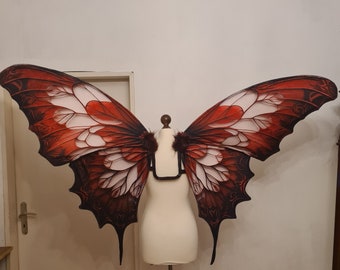 red dark Rose Butterfly Fairy Wings - realistic Fantasy Costume Accessory for Adults - Size L Large