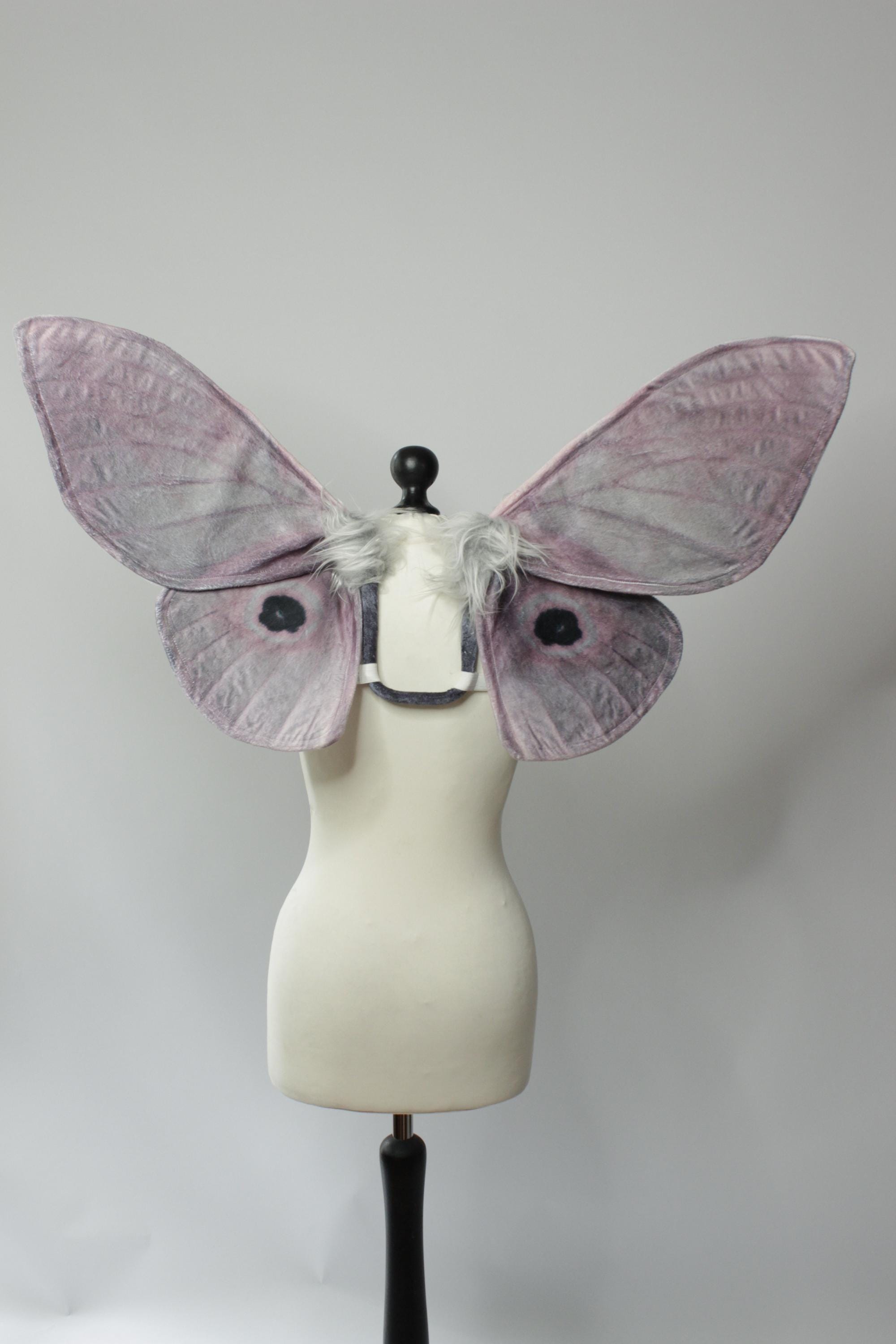 lavendel Lobobunaea phaedusa Moth Fairy Wings - realistic Fantasy Costume Accessory for Adults - Size S Small