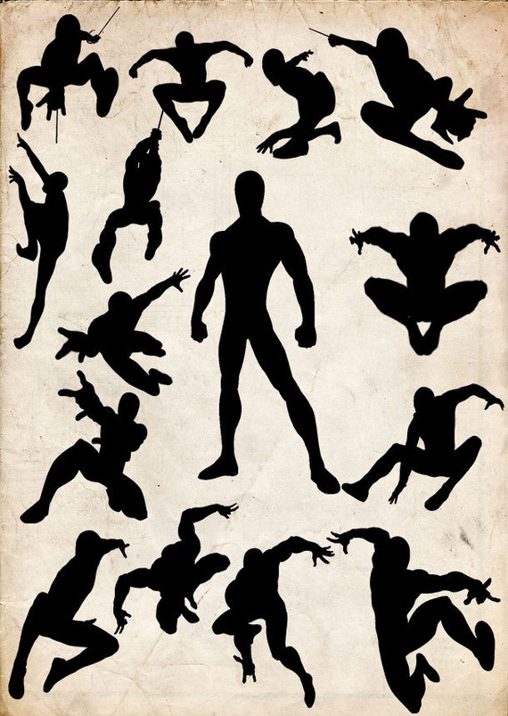 Spiderman Silhouette Clip Art 16 Png Clipart Instant - Etsy