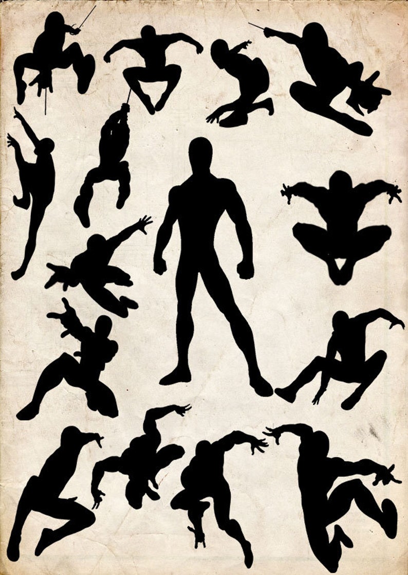 Spiderman Silhouette Clip Art , 16 Png Clipart , Instant Download