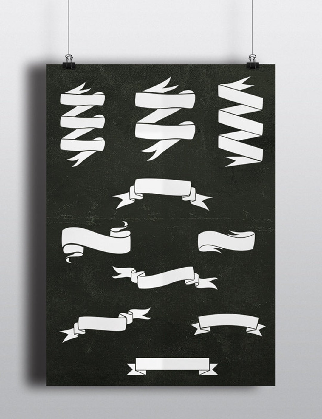 20 White Chalkboard Banners Clipart for Your Designs Ribbons Etsy