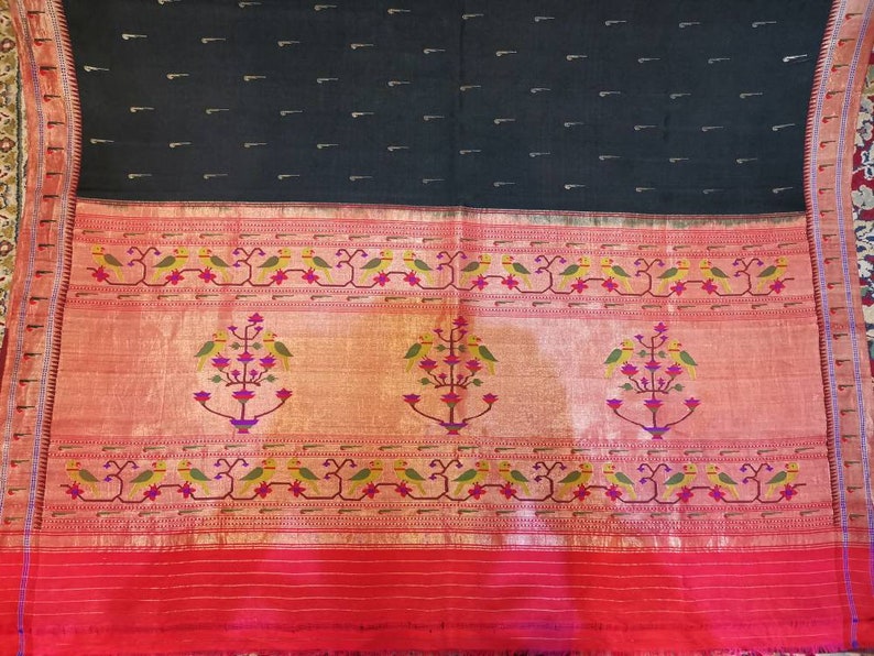 Old antique real zari paithani saree | Etsy