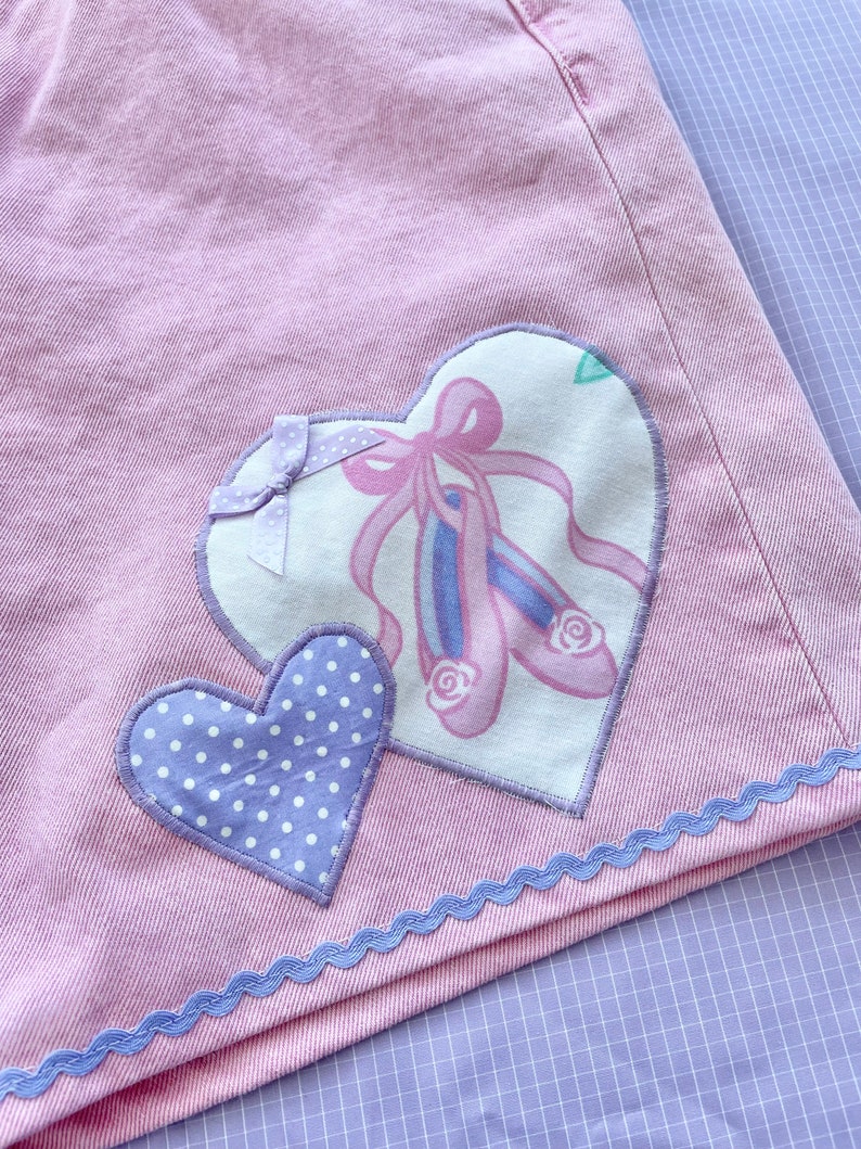 Pink or Yellow Heart Appliqué up Cycled Denim Shorts UK Size 16 Etsy UK