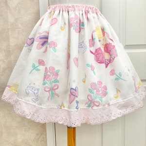 Vintage Fabric Roses and Hearts Skirt