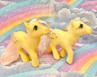 1984 Posey My Little Pony - Generation 1 - Yellow With Pink Tulips