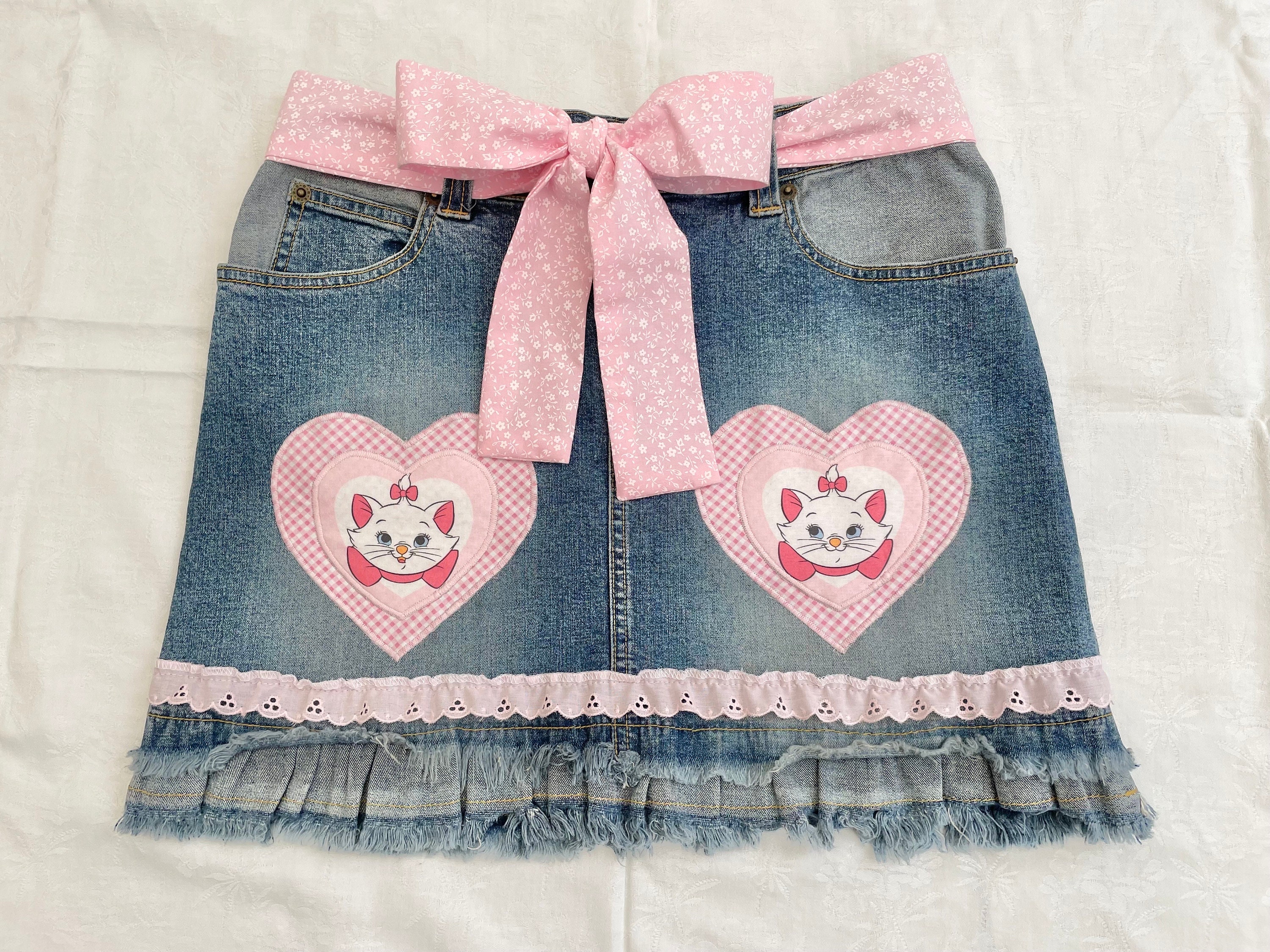 Heart hip denim skirt andmary アンドマリースカート hip denim skirt