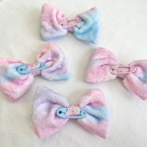 Pastel Gradient Fluffy Hair Bow with Plastic Safety Pin