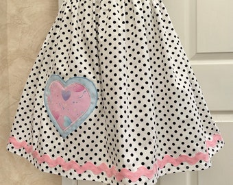 Fancy Heart Appliqué Polka Dot Skirt