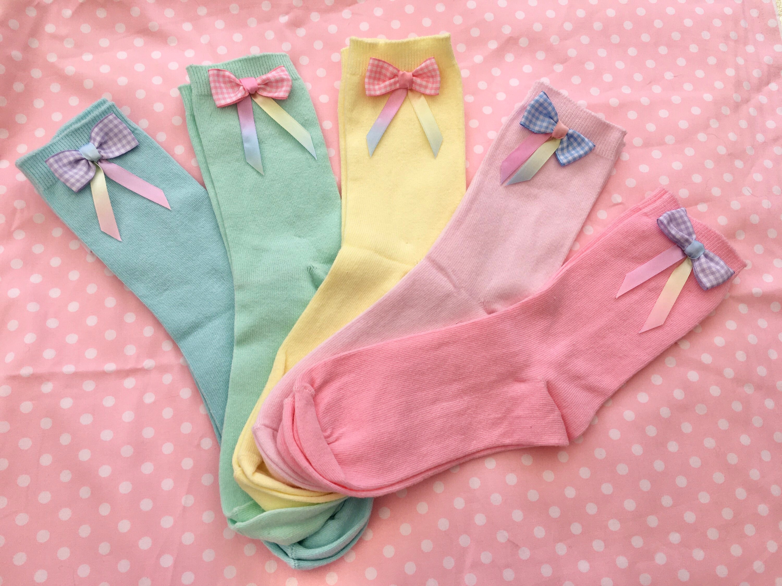 Image of Adult Size Kawaii Ribbon Bow Customised Socks
