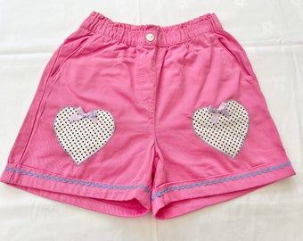 Pop Kei Polka Dot Hearts Customised Pink Paper Bag Denim Shorts