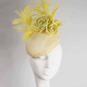 Lemon Fascinator, Lemon Kentucky Derby Hat, Royal Ascot Hat, Mother of the Bride Hat, Wedding Hat, Tea Party hat