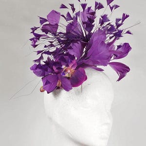 Plum, Purple Kentucky Derby Fascinator, Royal Ascot, Mother of the Bride Hat, Occasion, Wedding, Tea Party Fascinator.  SS 2025