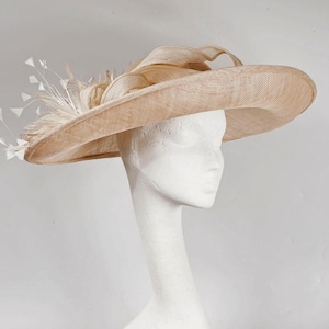 Natural Wide Brim Kentucky Derby Hat, Royal Ascot Hat, Mother of the Bride Hat, Occasion Hat, Church Hat, New SS 2025