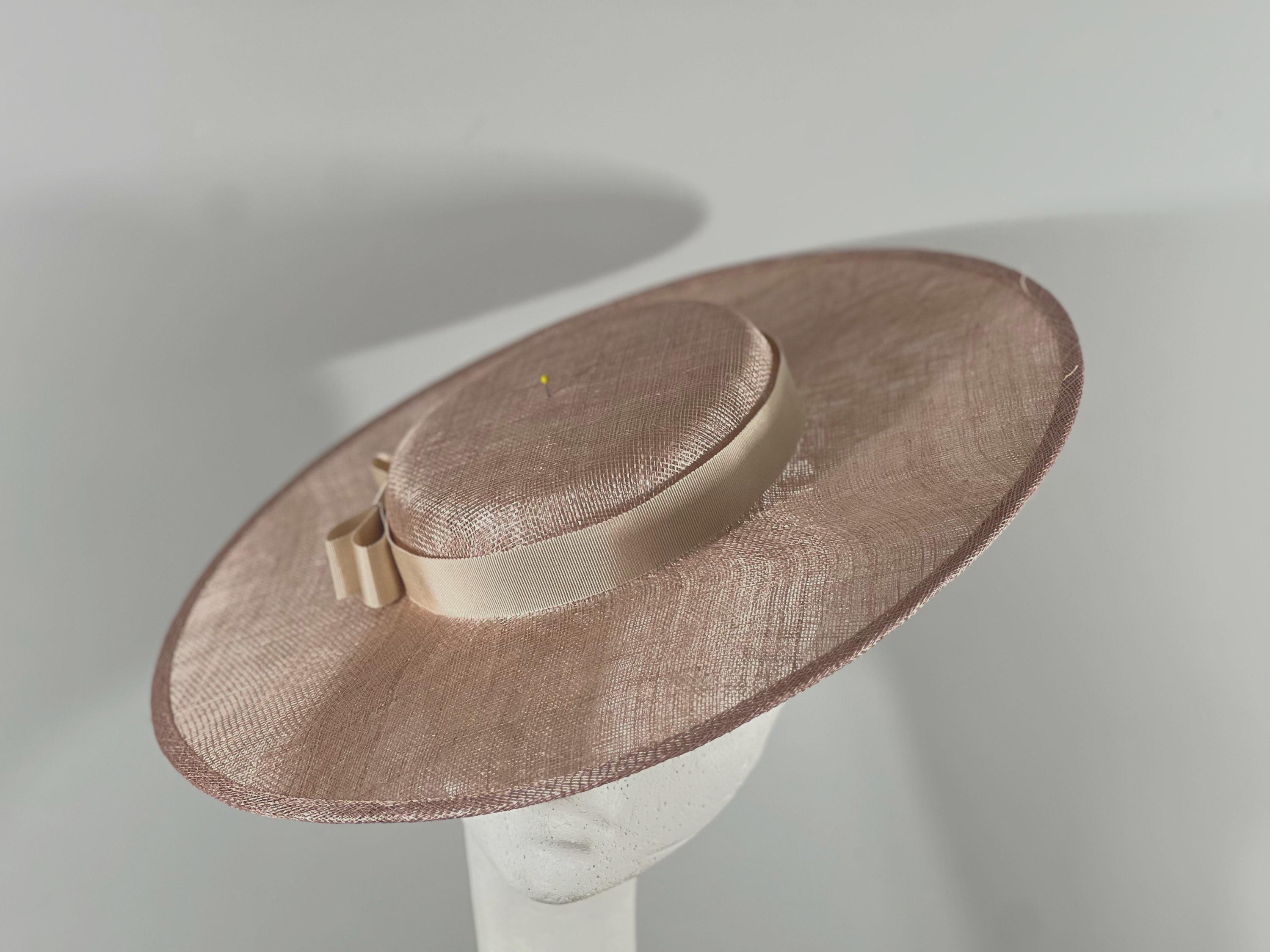 Nude Boater Hat with Gross Grain Ribbon Nude Boater Hat - Etsy main image 3