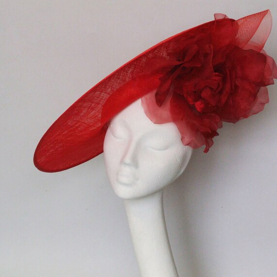 Red Disk Fascinator Kentucky Derby Hat 