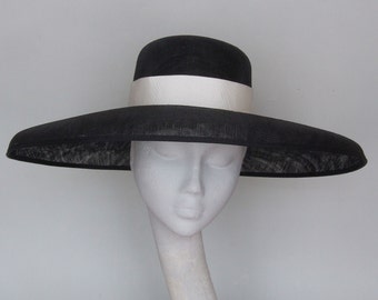 READY MADE, Black Kentucky Derby Hat, Breakfast @ Tiffany's Hat, Royal Ascot Hat, Mother of the Bride Hat, Occasion Hat, Tea Party Hat