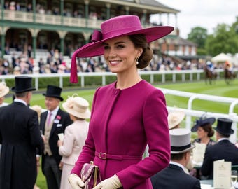 Magenta Pink  Wide Brim Boater Fascinator.  Royal Ascot, Kentucky Derby Hat