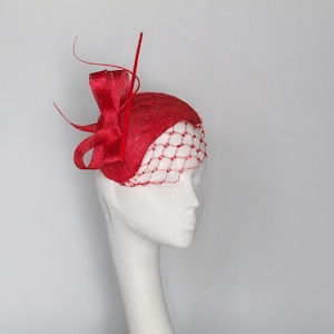 Red Fascinator,  Kentucky Derby Hat, Royal Ascot hat, Mother of the Bride hat, Derby Hat, Wedding hat, Occasion Hat